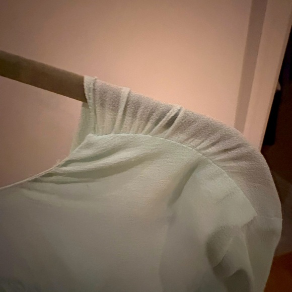 🍀* Aritzia Babaton Mint- silk sheer blouse with button/ strap to roll sleeves🍀 - Picture 3 of 7